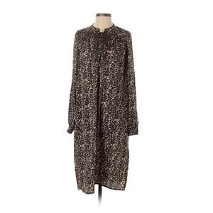 Three Dots Leopard Animal Print Shift Midi Dress